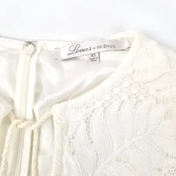 LOVERS + FRIENDS | White Lace Tassel Mini Dress XS - Picture 3 of 12